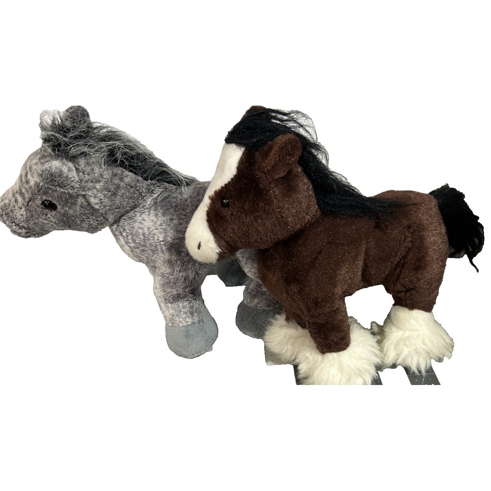 GANZ‎ Lot Plush Horses Horse Pony Stuffed Animal Set Arabian Clydesdale